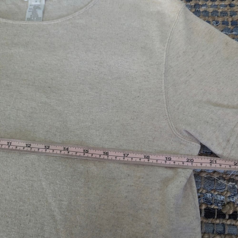 Linen Blend S Oversized Tunic Top S/S Neutral Cream Brown Coastal Resortwear - Picture 5 of 7